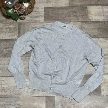 MACPHEE 린넨 라메 믹스 그레이 긴팔 가디건 S