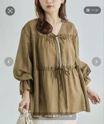 LAVEANGE 개더 블라우스 브라운 3L