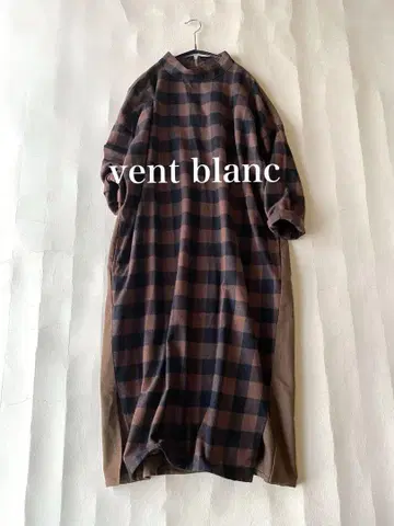 뱅블랑 vent blanc 플란넬 원단 블록 체크 원피스