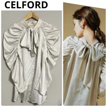 CELFORD 백리본 도트 블라우스 아이보리