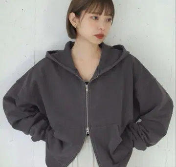 tiptop 빈티지 가공 더블 지퍼 후드티