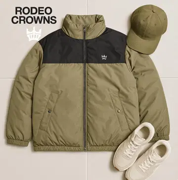J1494@ RODEO CROWNS 나일론 패딩 자켓 L 카키