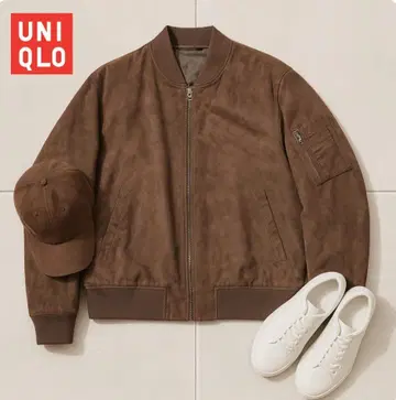 J1490@ UNIQLO 스웨이드 터치 MA-1 블루종 XL 브라운