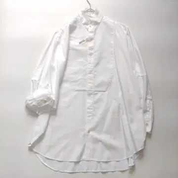 새상품급 유니온런치 밴드 카라 레이스 돌먼 슬리브 셔츠 화이트