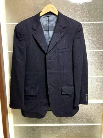 빔즈 F 울 핀스트라이프 수트 네이비 팬츠 밑단 더블