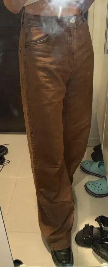 bershka 브라운 스트레이트 데님