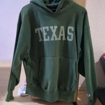 Champion Reverse Weave 후드티 L 그린 텍사스