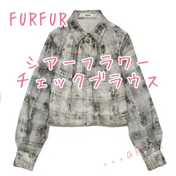 FURFUR 시어 플라워 체크 블라우스 퍼퍼 셔츠 긴팔 꽃무늬