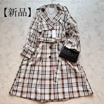 새상품 moussy 트렌치코트 체크 무늬 여성용 빅 사이즈