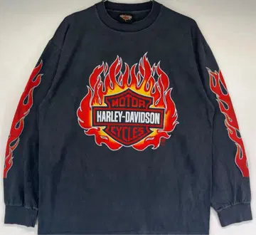 HARLEY DAVIDSON 프레임 롱T 파이어 패턴 구제 의류 L