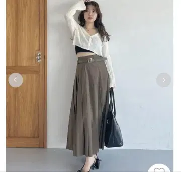 snidel 벨트 포함 플리츠 롱 스커트
