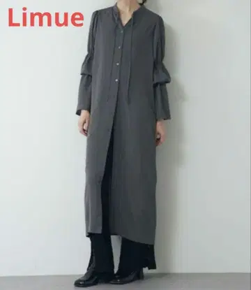 Limue 리 개더 슬리브 셔츠 원피스