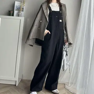 Java 블랙 데님 살로펫 오버롤
