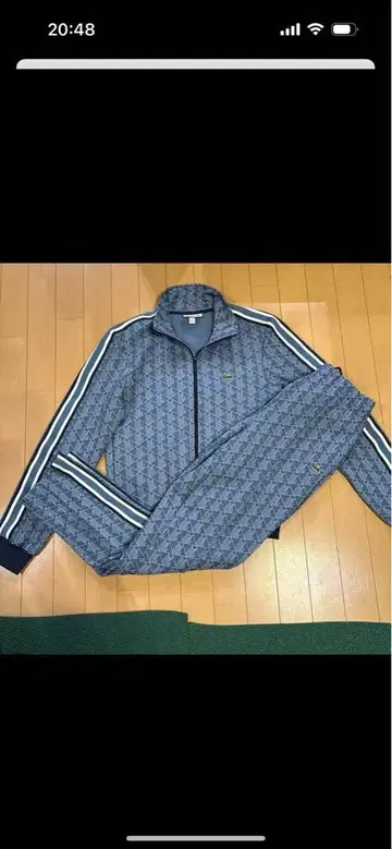 LACOSTE 기하학 패턴 저지 세트 네이비