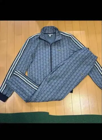 세일 세일 LACOSTE 기하학 패턴 저지 세트 네이비