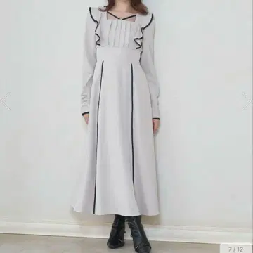 로제뮤 decorte point piping 원피스 베이지