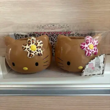 [ 새상품 ] 초레어 헬로키티 일광화상 레오파드 무늬 드링크 홀더 레트로