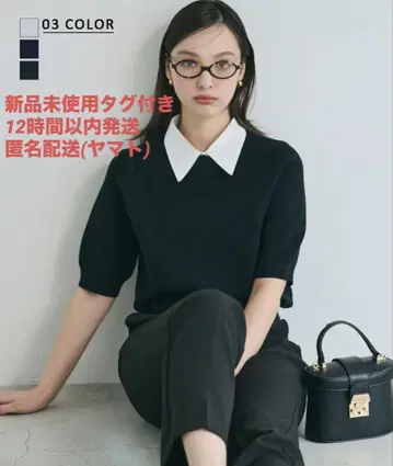 카라 부착 반팔 니트 블랙 MAAYA DESIGN 베이스먼트 온라인