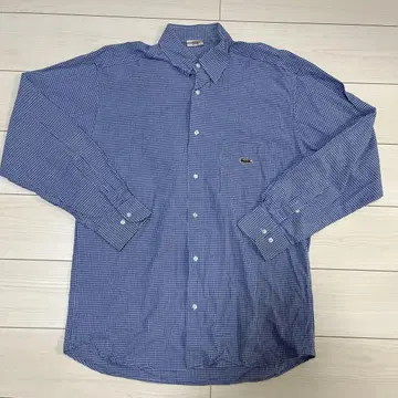 LACOSTE 블루 화이트 체크 긴팔 셔츠