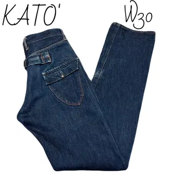 카토 KATO' 셀비지 데님 W30 신치 벨트 버튼 플라이