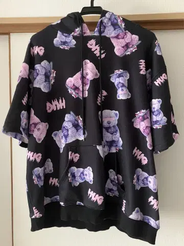 WRouge 반팔 후드티 곰 곰 후드티