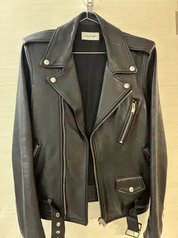 LITHIUM HOMME 램 가죽 더블 라이더 자켓