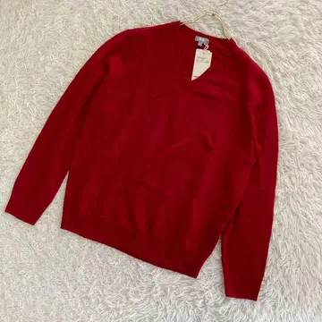 [새상품급] UNIQLO 울 스웨터 레드 XL 라무 V넥 깔끔