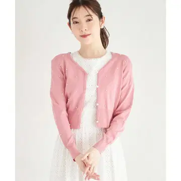 tocco closet 펄 장식 숏 기장 니트 가디건