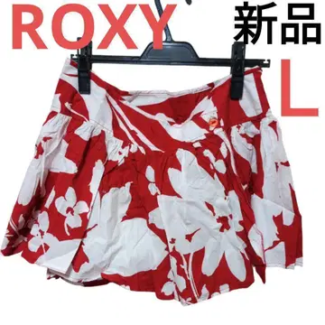 ROXY 랩 스커트 새상품 레드 꽃무늬 화이트 여름 록시 바다 수영장