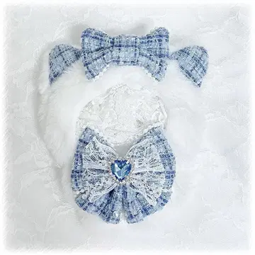 인형 옷 10cm~11cm 스카이블루 파랑 트위드 고양이 귀