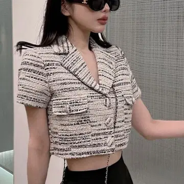 darich 다리치 믹스 트위드 하프 슬리브 자켓 프리