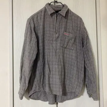 90's 00's VANS 체크 무늬 긴팔 셔츠 하프 지퍼 사이즈 M