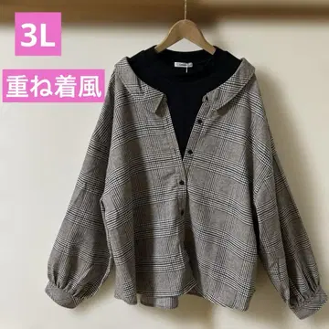 이너 레이어드 스타일 체크 셔츠 브라운 3L
