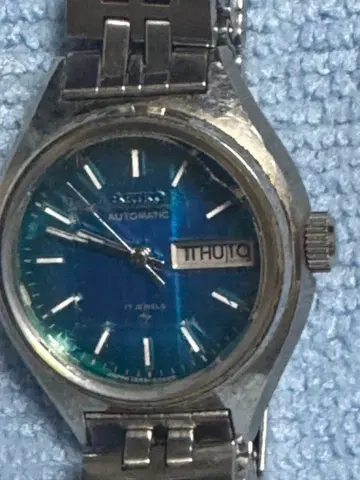 세이코 자동 와인딩 시계 파랑 다이얼 17 주얼