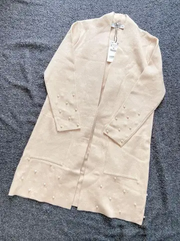 ZARA 자라 펄 롱 가디건 니트 베이지