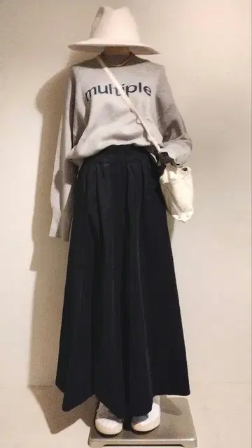 C6570 로고 자카드 니트 x 롱 스커트