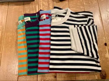 BEAMS BOY 보더 셔츠 블랙 화이트