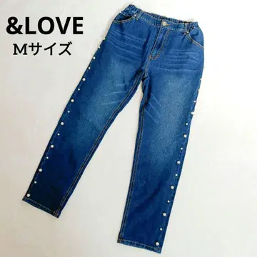 앤드러브 &LOVE 화려한 페미닌 펄 비쥬 데님 M