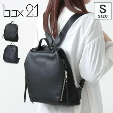 box21 천연 가죽 나일론 백팩 블랙 경량 설계