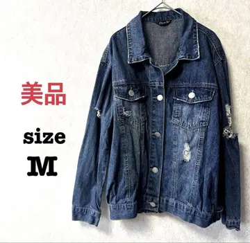 [새상품급] 데미지 가공 데님 자켓 G M 블루 아우터