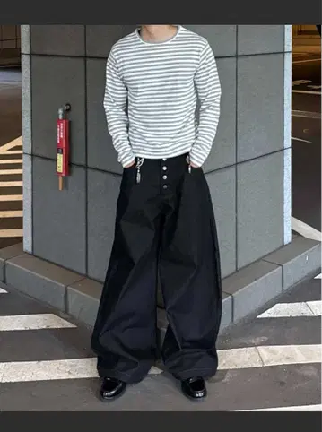 [ EPNK ] Button fly wide denim pants