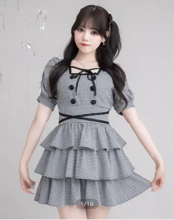 pium 크로스 벨트 반팔 티어드 미니 원피스 택 포함