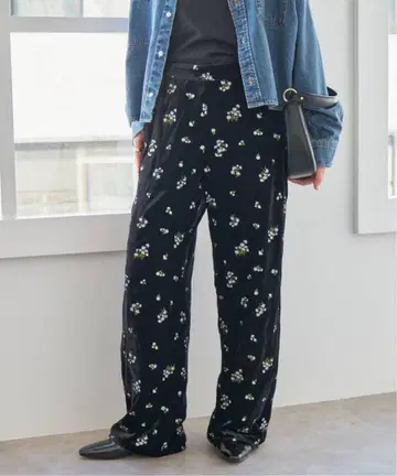 Spick and Span 부케 자수 스트레이트 팬츠