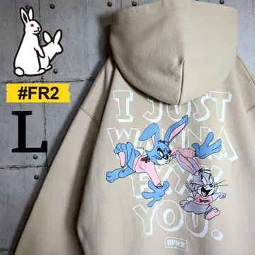 [ 한정판 콜라보 ] FR2 x 톰과 제리 백 프린트 후드 맨투맨 L