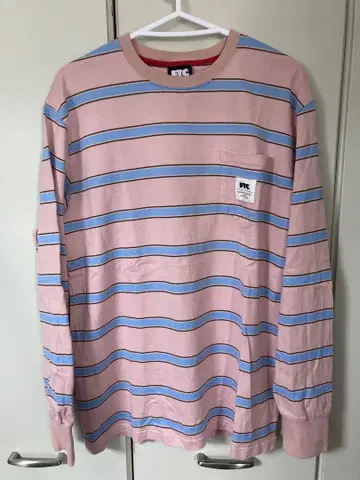 FTC 핑크 파랑 스트라이프 T셔츠 L