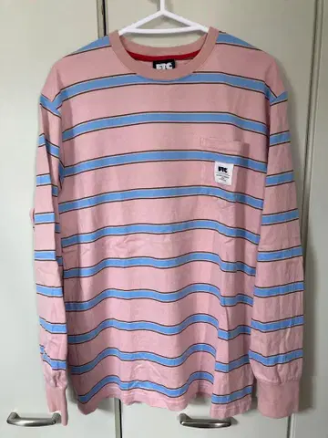 FTC 핑크 파랑 스트라이프 T셔츠 L