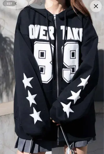 WEGO 넘버링 속기모 BIG 지퍼 후드티