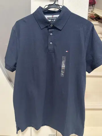 TOMMY HILFIGER 피케 셔츠 남성용 반팔 L 네이비