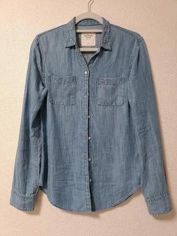 Abercrombie & Fitch 데님 블루 긴팔 셔츠 XS