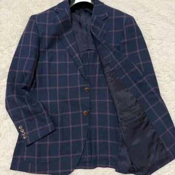 컨디션 최상/실크/린넨/XL 상당 더반 테일러드 자켓 체크